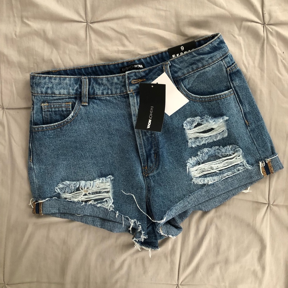 New Womens distressed denim shorts